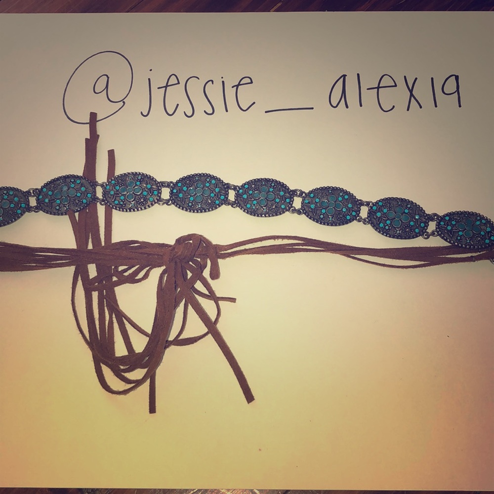brown and blue cowgirl belt.